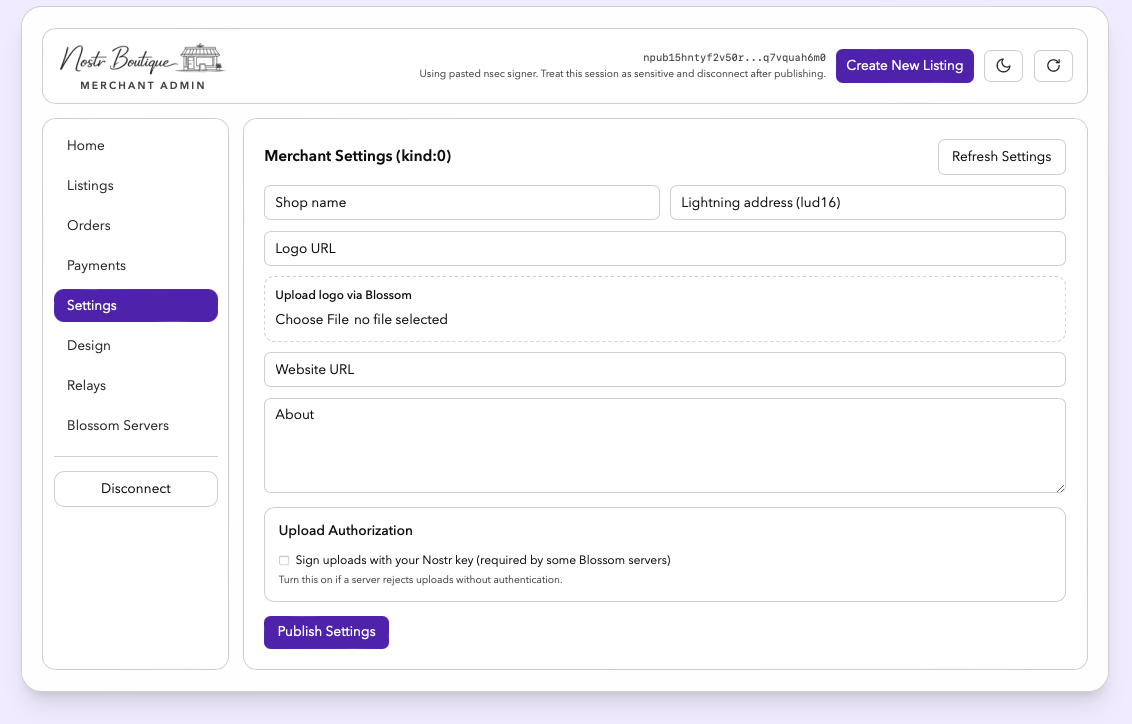 Merchant Portal screenshot